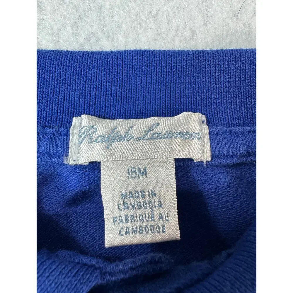 Ralph Lauren 18M Big Pony Mesh Polo Shirt Blue with Red Pony and 3 Tennis Tail